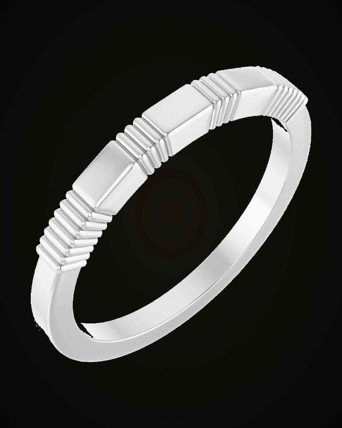 Ribbed Stackable Engravable Family Ring — Sterling Silver · 1.8 mm