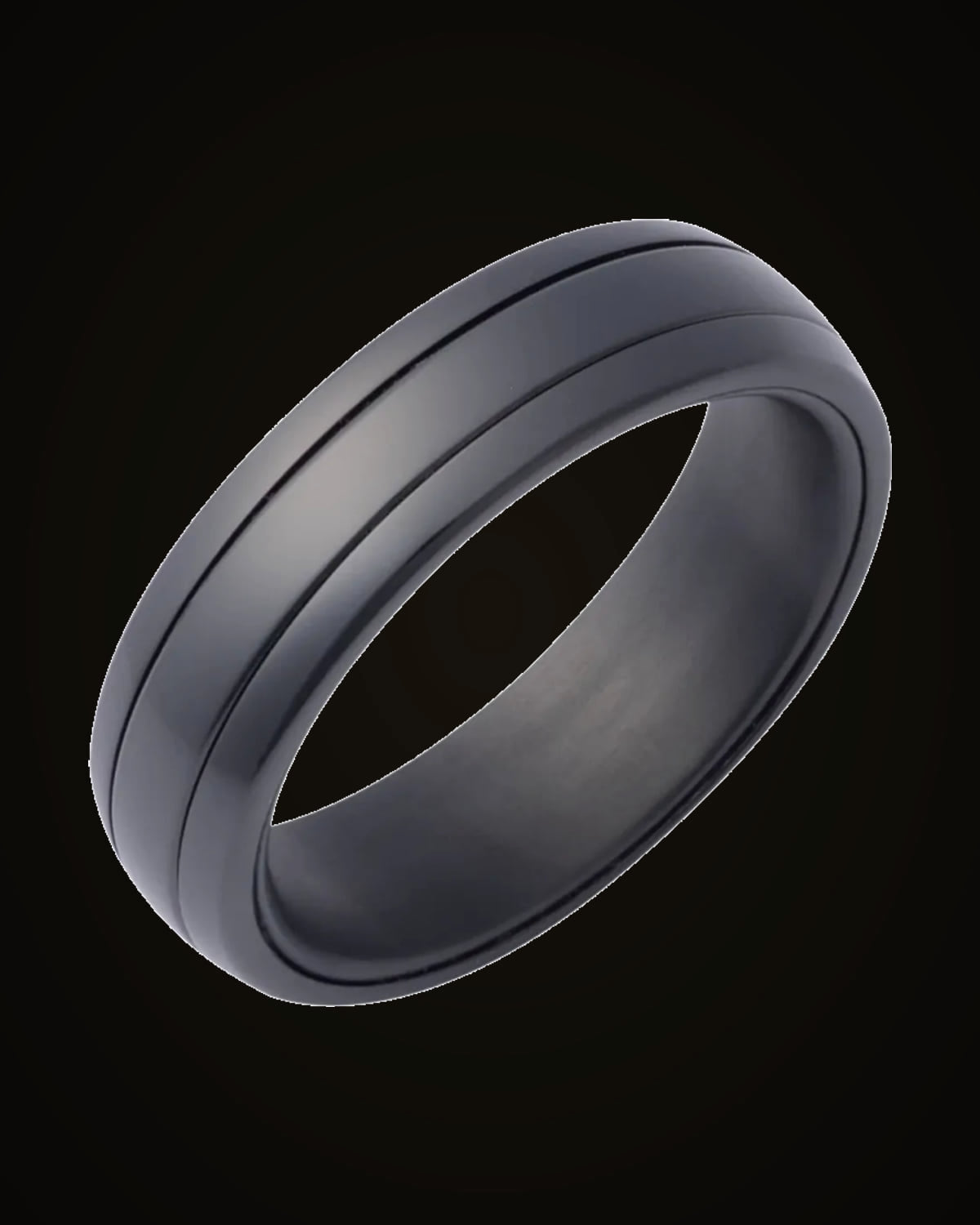 Half-Round Comfort-Fit Band With Spinner Insert — Black Zirconium · 6 mm · Size 10
