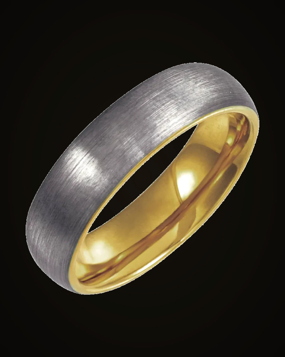 Comfort-Fit Half Round Band With A Satin Finish And An 18K Yellow Gold Pvd — 18K Yellow Gold PVD Tungsten · 6 mm · Size 11.5