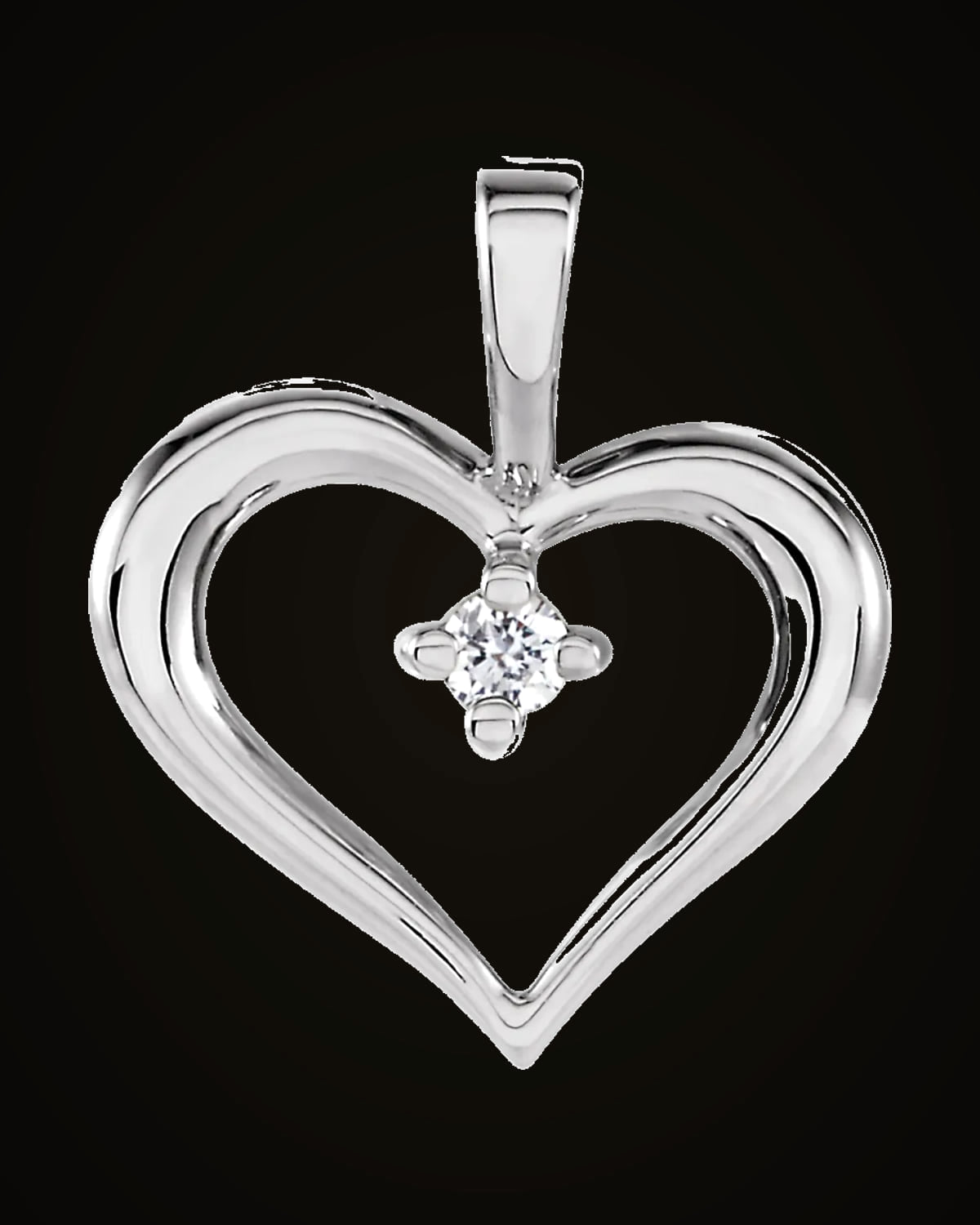 0.02 Natural Diamond Heart Pendant — Rhodium-Plated on 14K White Gold · 0.02 CT