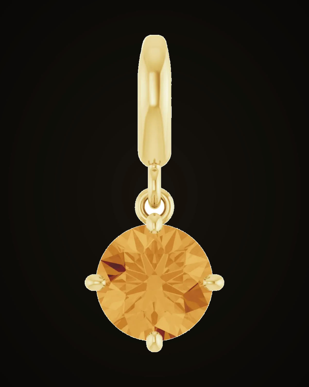 Natural Citrine Charm/Pendant — 18K Yellow Gold-Plated on 18K Yellow Gold-Plated Sterling Silver · 6 mm