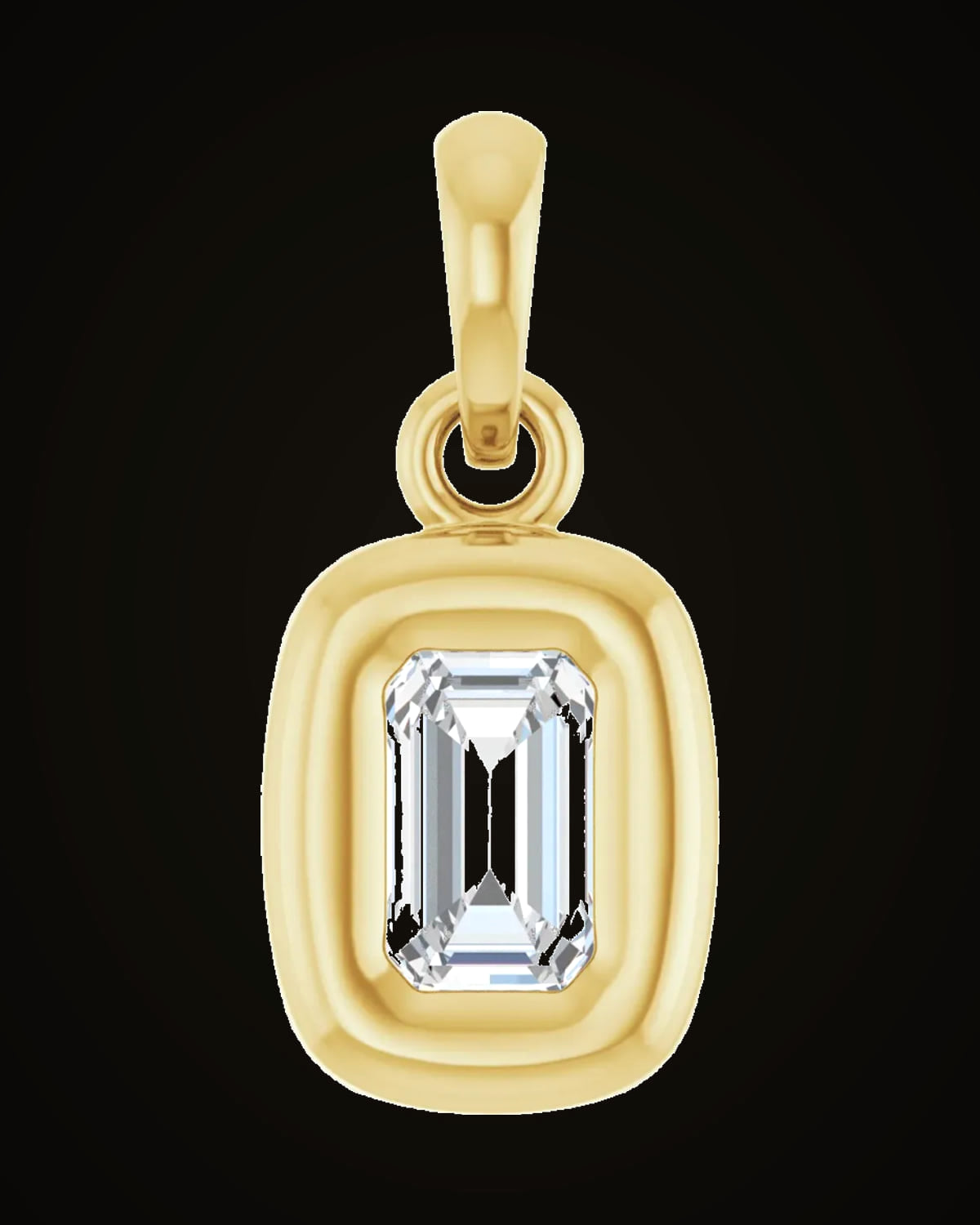 1/3 Ct Emerald Back-Set Lab-Grown Diamond Charm/Pendant — 14K Yellow Gold