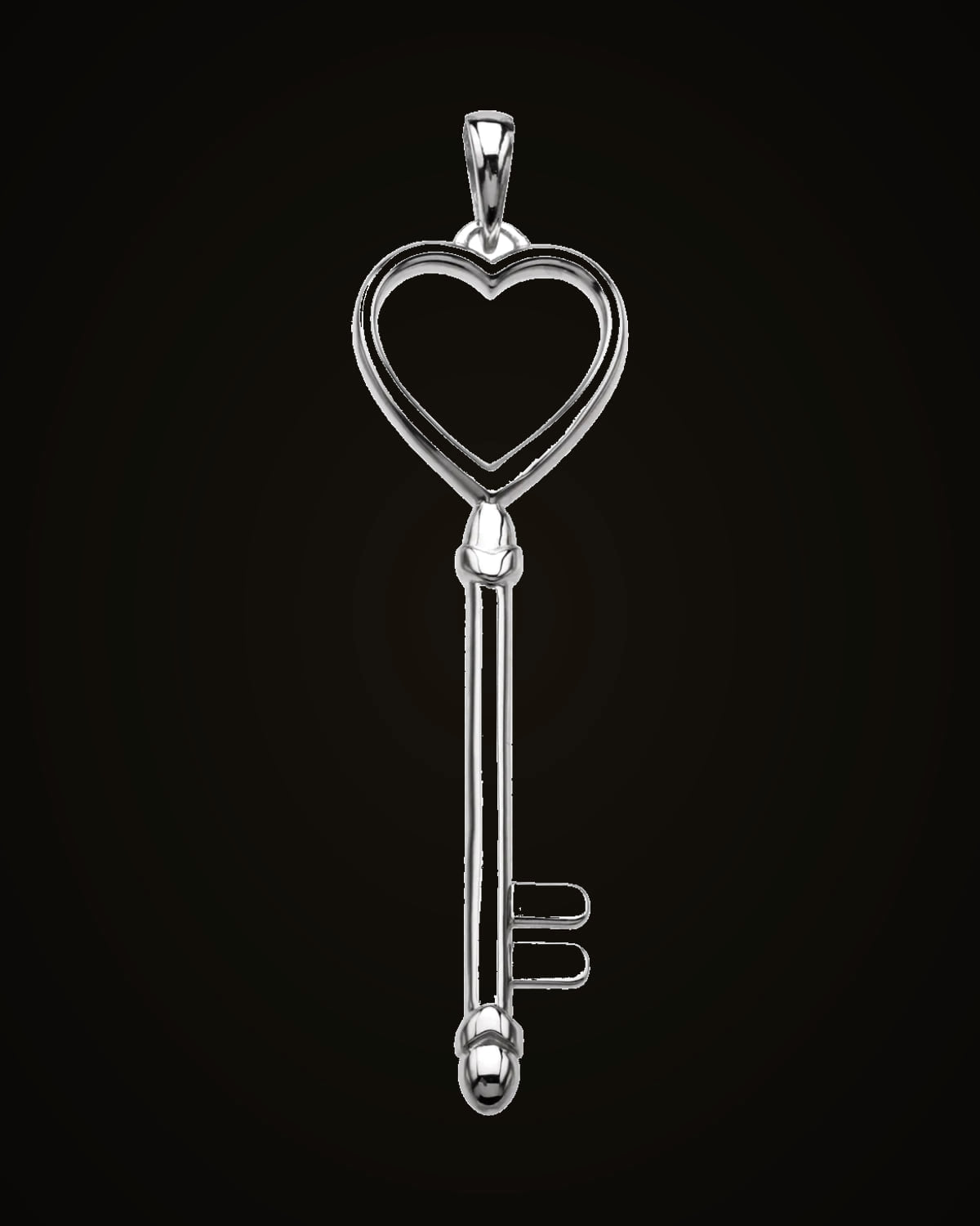 Heart Key Pendant — Sterling Silver