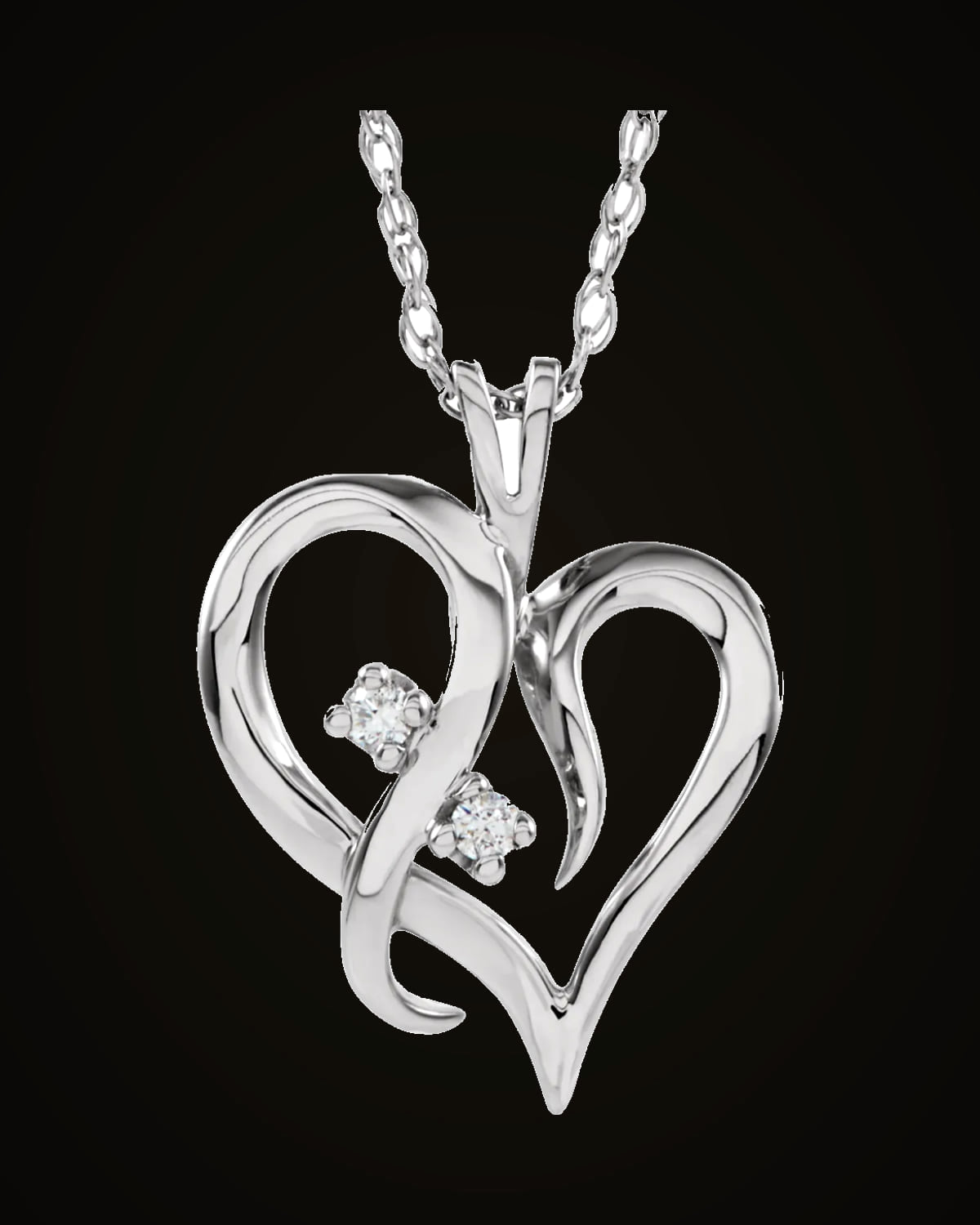 0.03 CTW Natural Diamond Heart Necklace — Rhodium-Plated on 14K White Gold · I1 · G-H