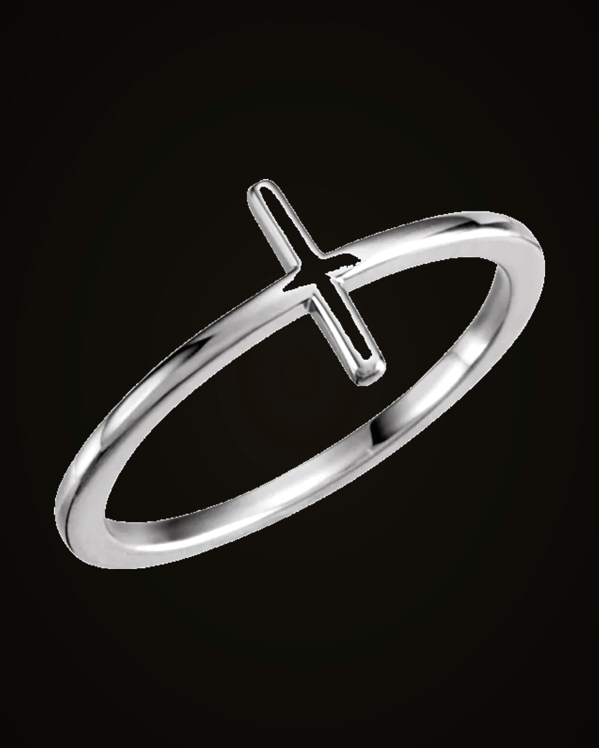 Side Cross Ring — Sterling Silver · 1.36 mm