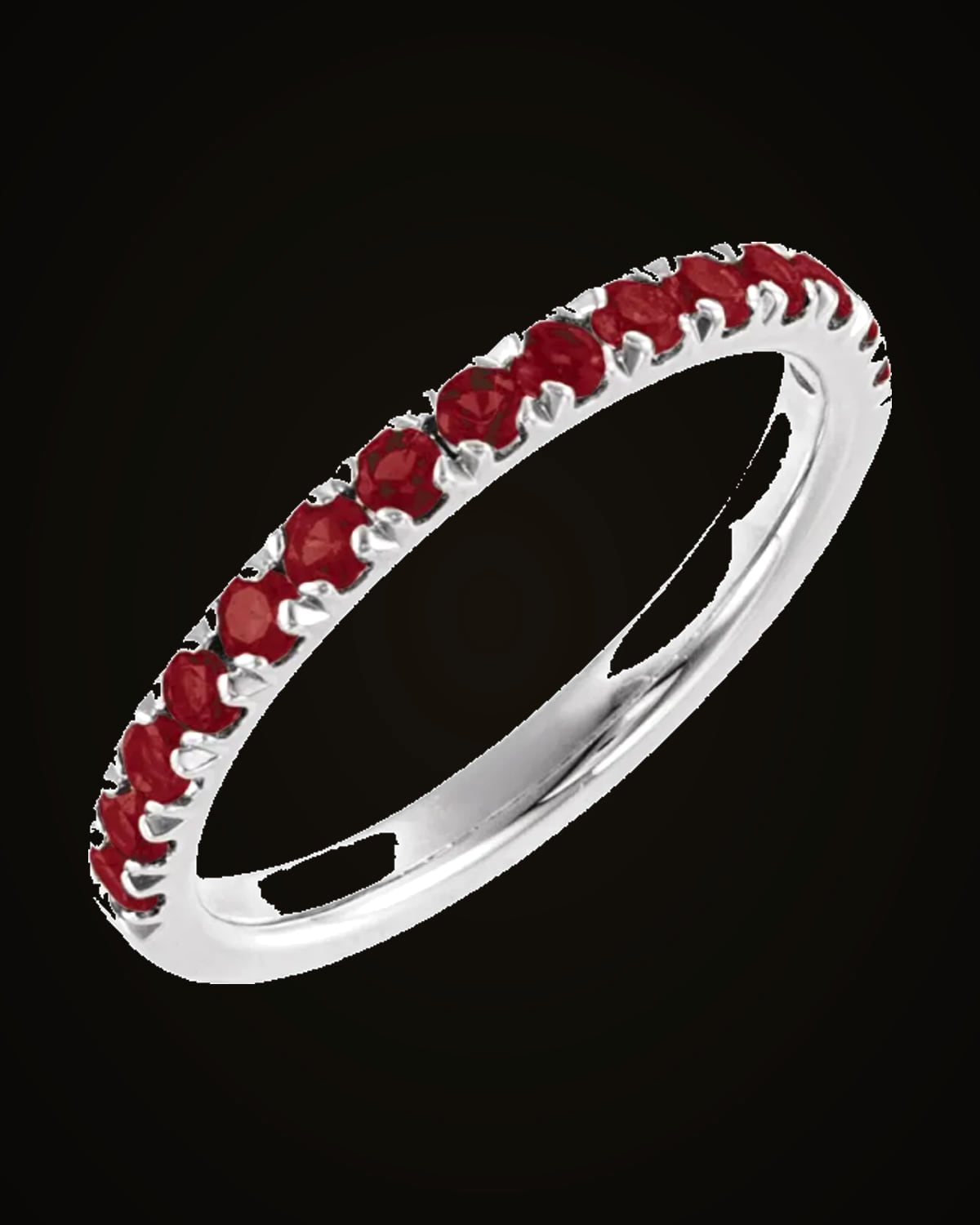 Natural Mozambique Garnet Stackable Ring — Rhodium-Plated on Sterling Silver · 2.3 mm · 2 mm · Natural Garnet