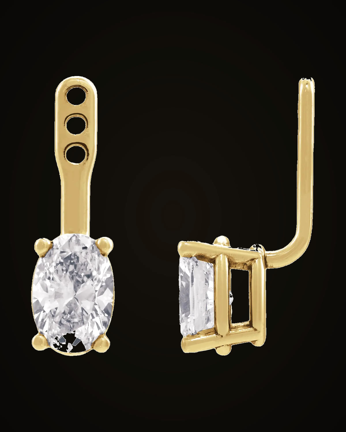 3/4 CTW Oval Lab-Grown Diamond Earring Jackets — 14K Yellow Gold
