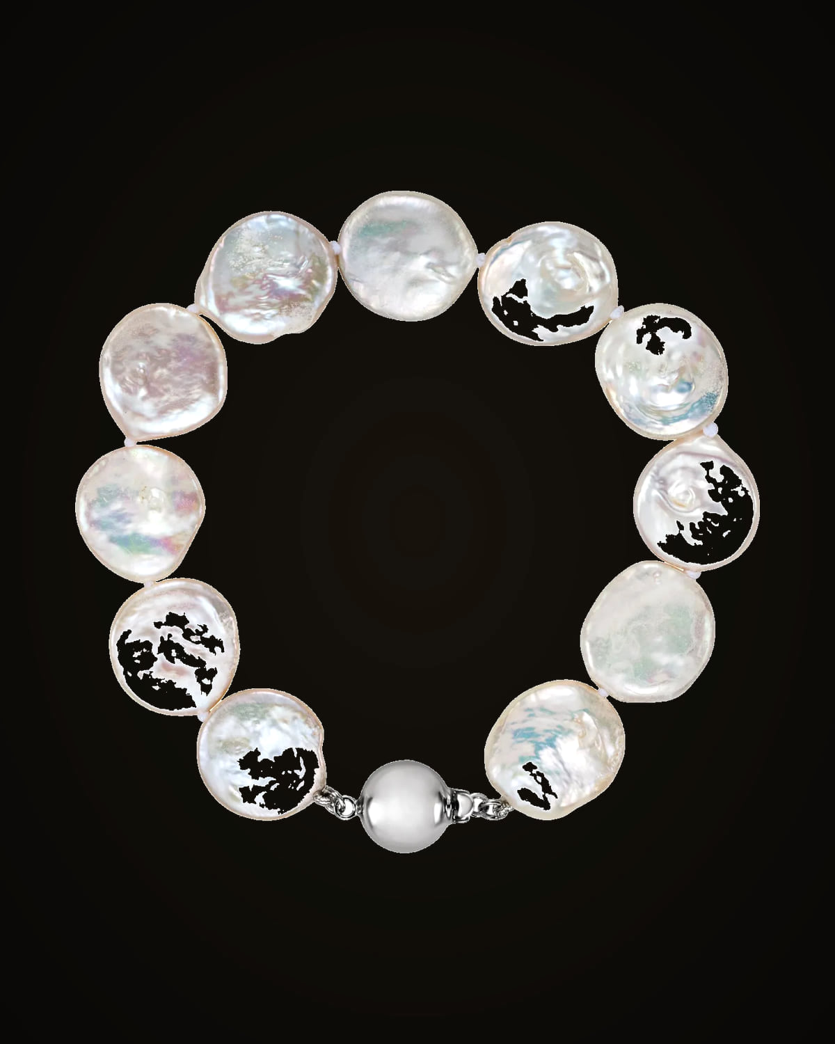 Cultured White Freshwater Pearl Bracelet — Rhodium-Plated on Sterling Silver · Cultured Freshwater Pearl