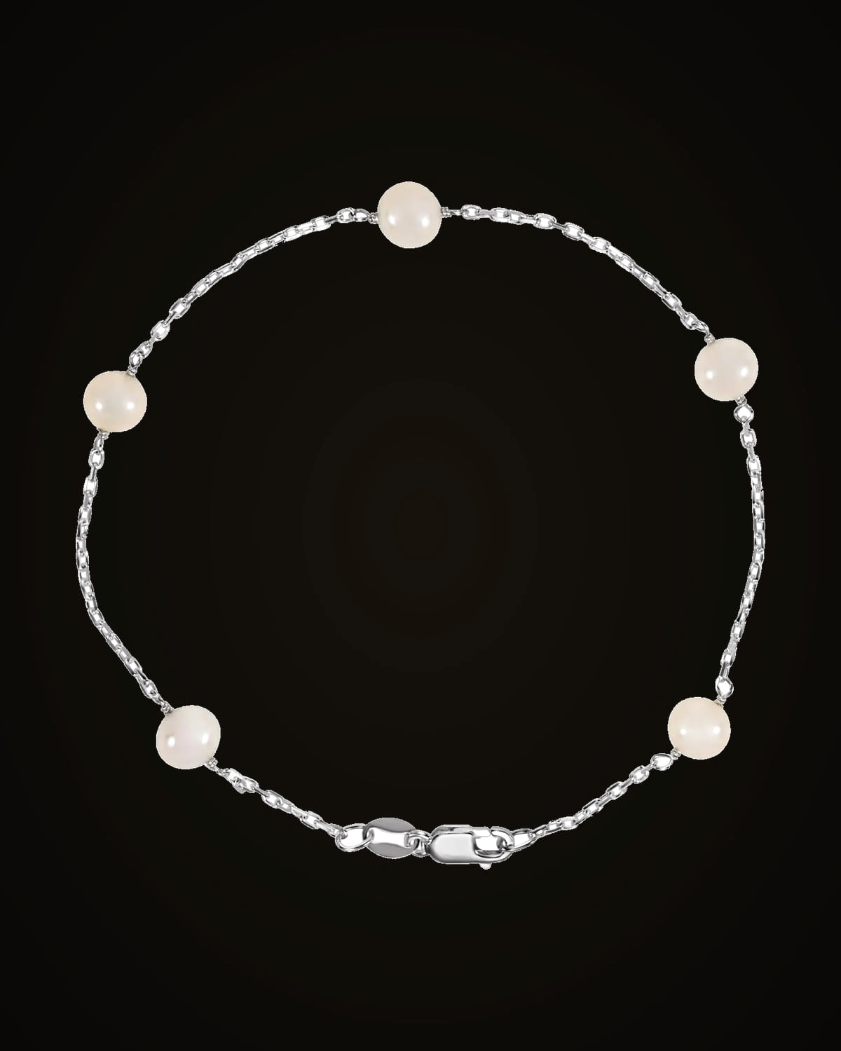 Cultured White Freshwater Pearl Bracelet — Silver-Plated on Sterling Silver · Cultured Freshwater Pearl