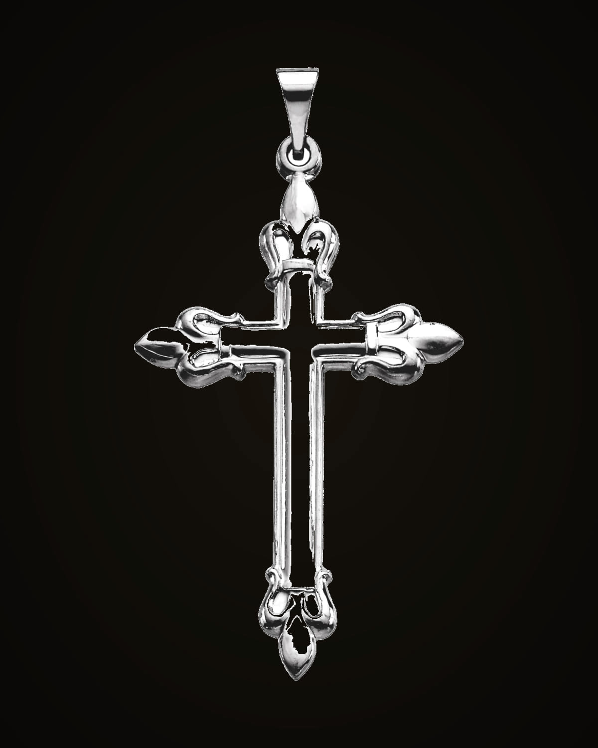 Fleur-De-Lis Cross Pendant — Sterling Silver
