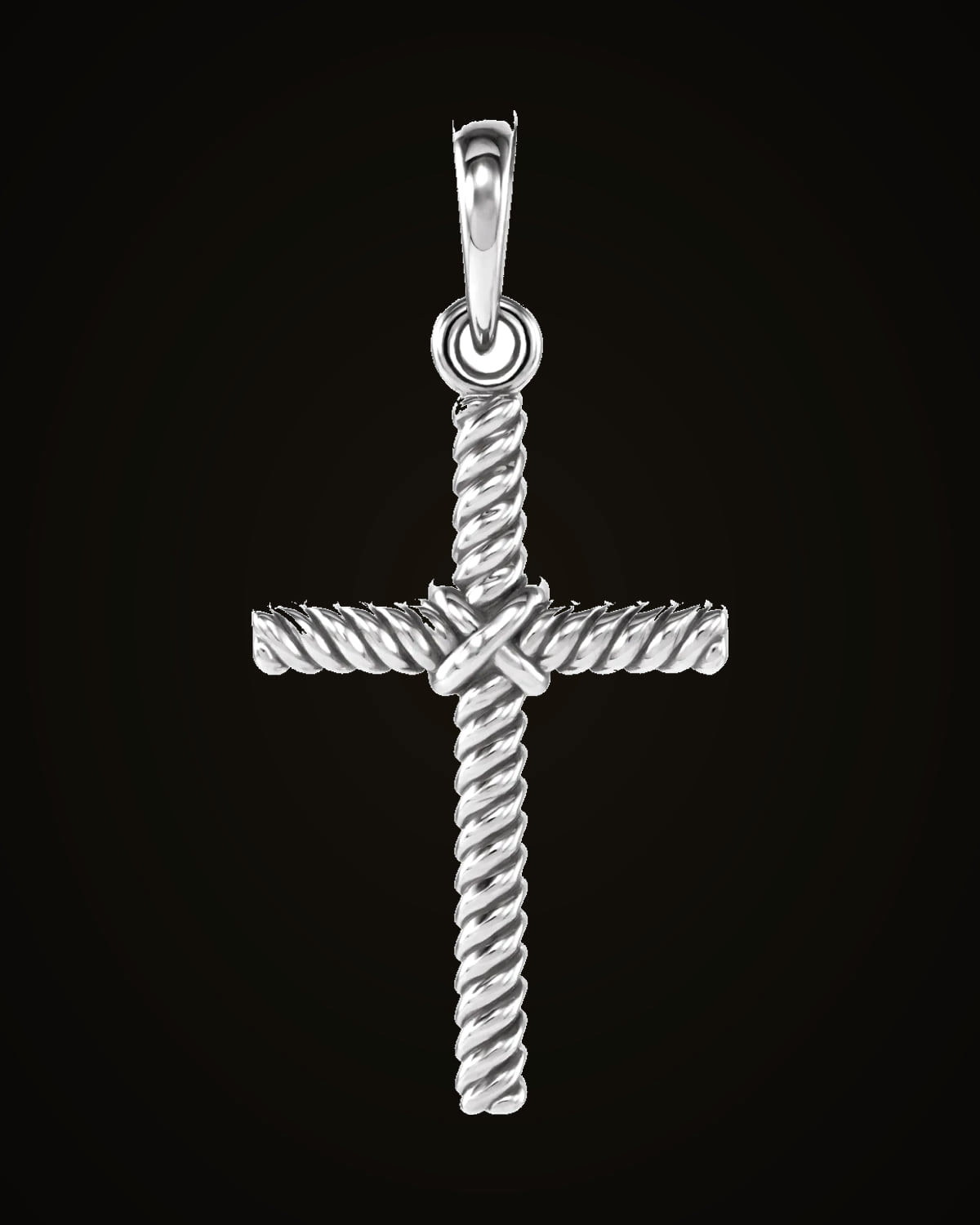 Rope Cross Pendant — Sterling Silver
