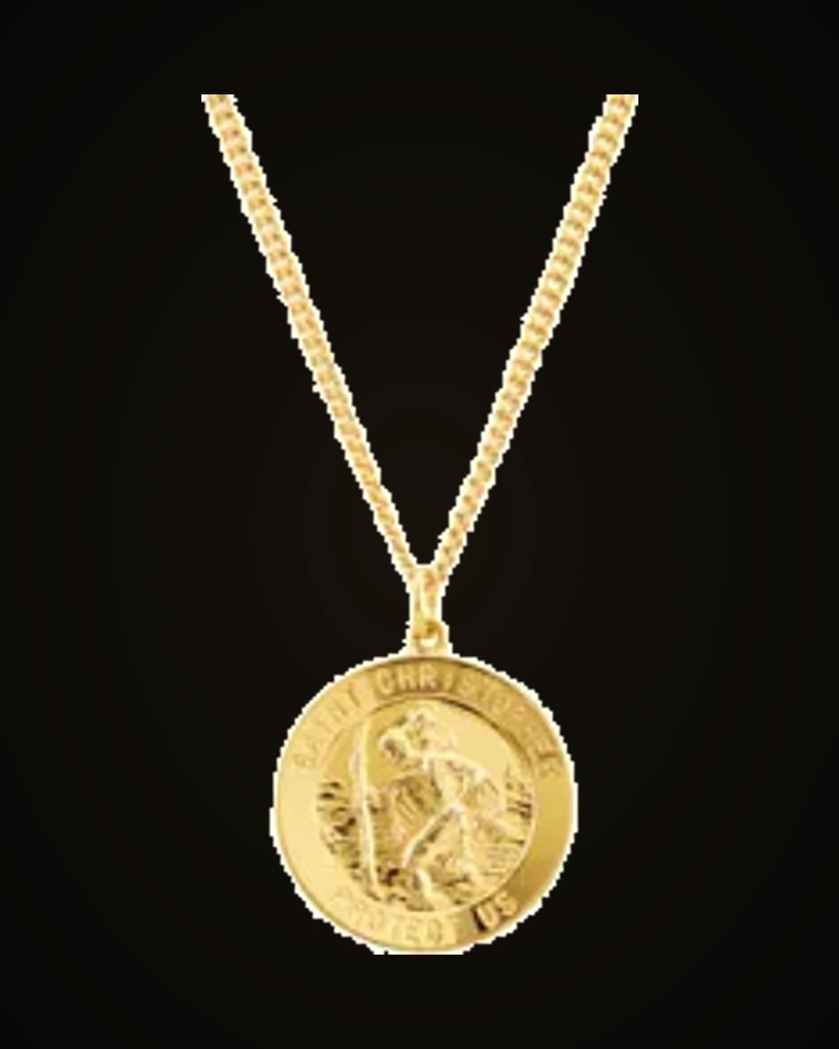 Round St. Christopher Necklace — 24K Gold-Plated on 24K Yellow Gold-Plated