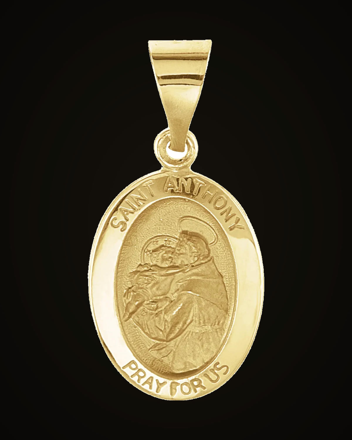 Oval Hollow St. Anthony Medal — 14K Yellow Gold