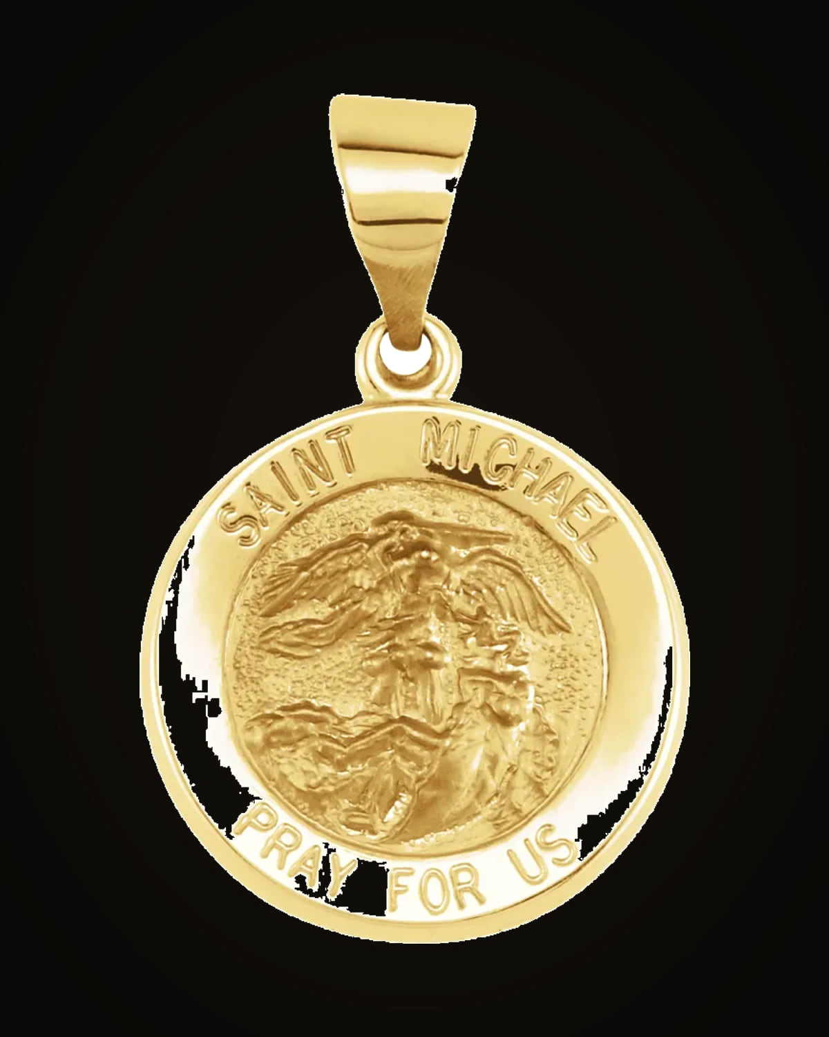 Round Hollow St. Michael Medal — 14K Yellow Gold