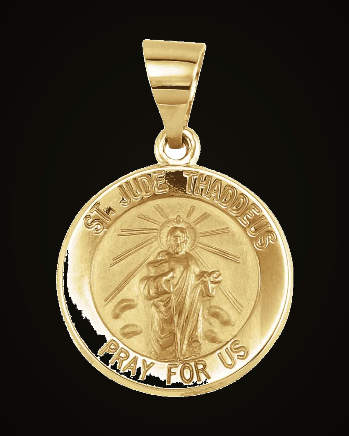 Round Hollow St. Jude Medal — 14K Yellow Gold