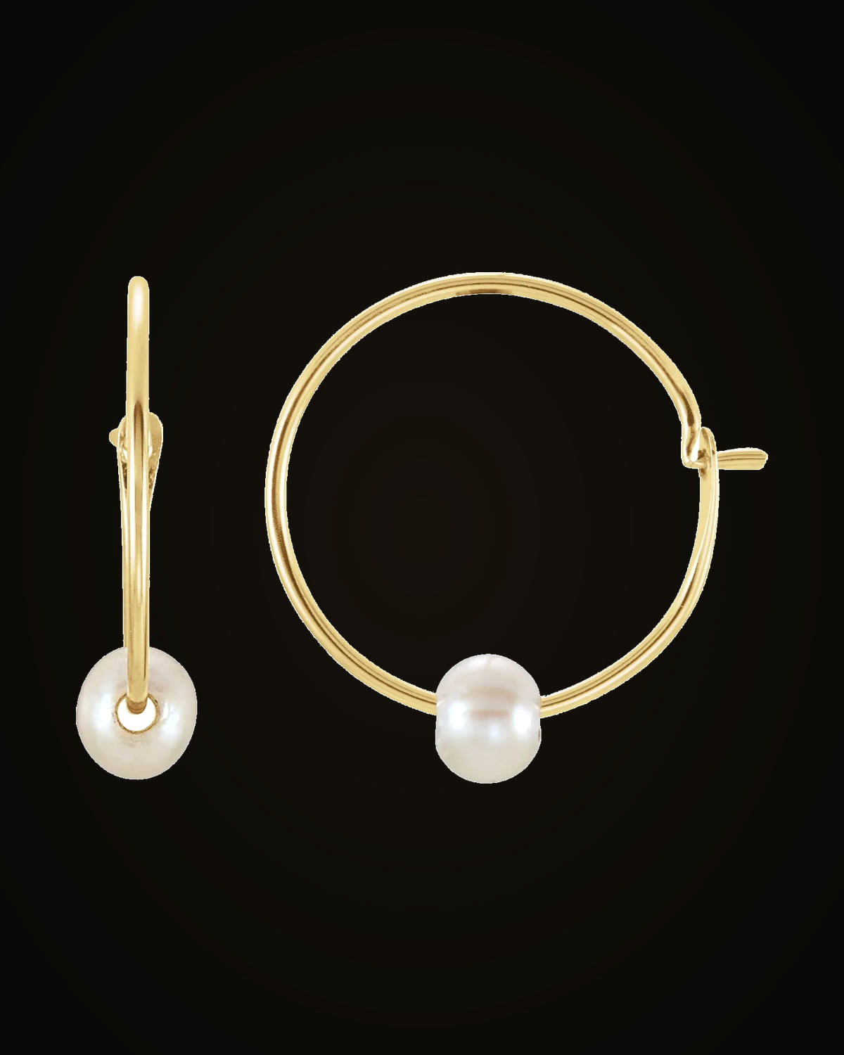 Cultured White Freshwater Pearl Youth Hoop Earrings — 14K Yellow Gold · 3 mm · Cultured Freshwater Pearl