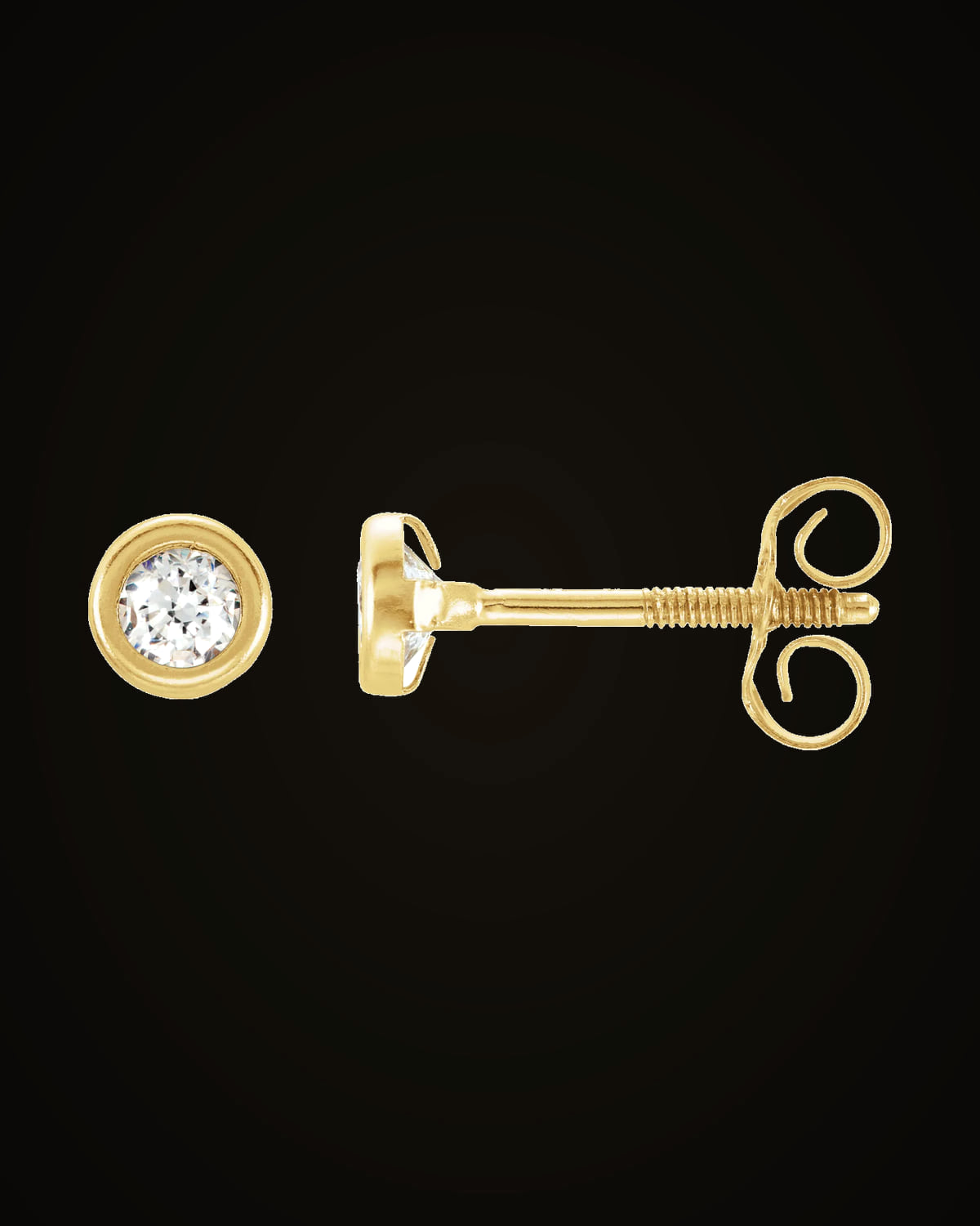 Youth Cubic Zirconia Earrings With Backs — 14K Yellow Gold · 3 mm