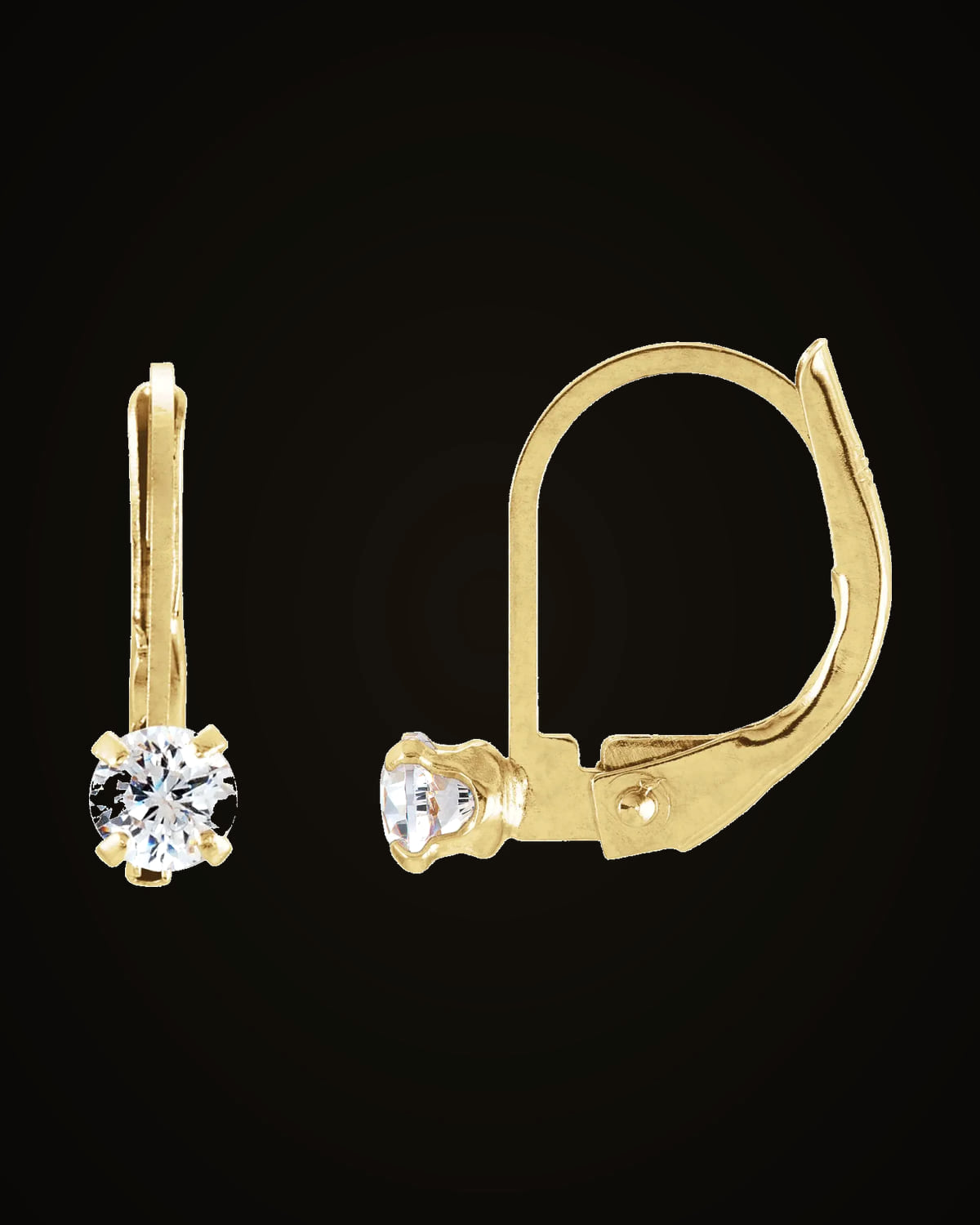 Youth Cz Earrings — 14K Yellow Gold