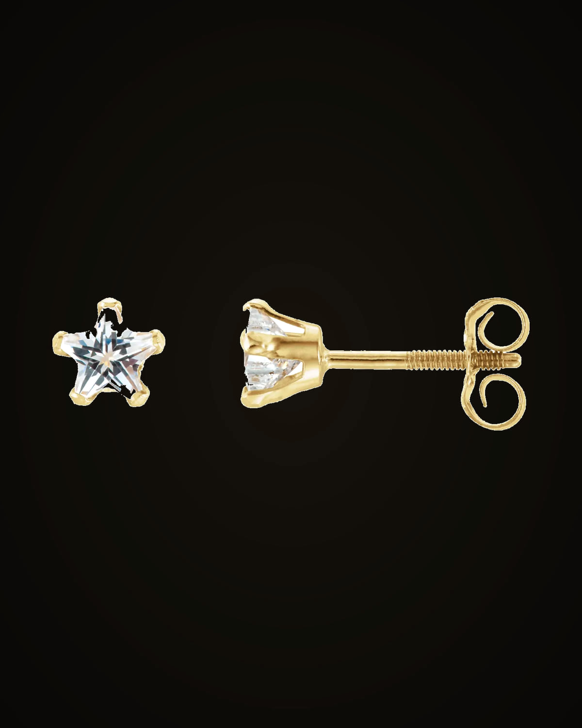 Youth Cz Star Earrings — 14K Yellow Gold · 4 x 4 mm