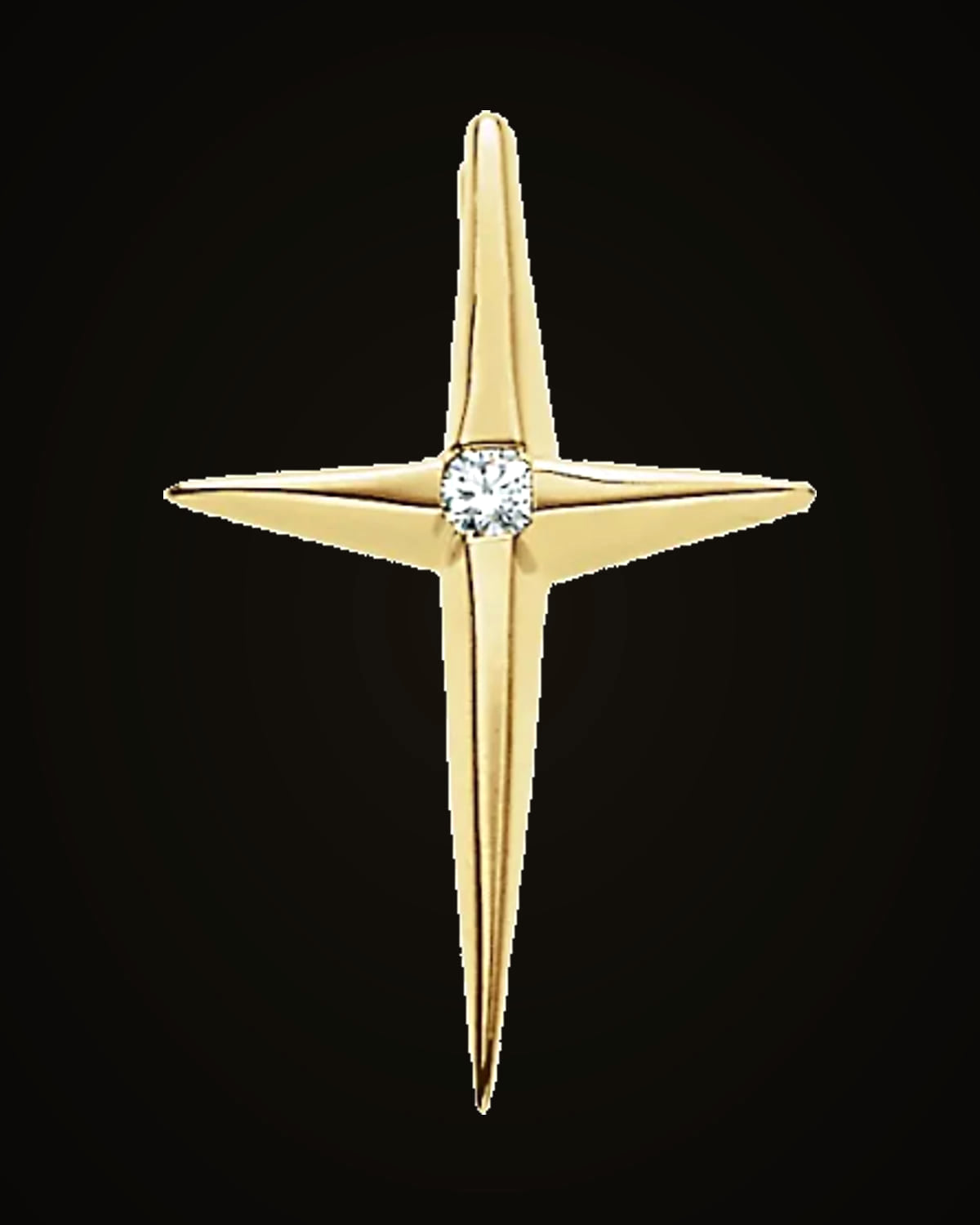 0.025 Ct Natural Diamond Cross Pendant — 14K Yellow Gold