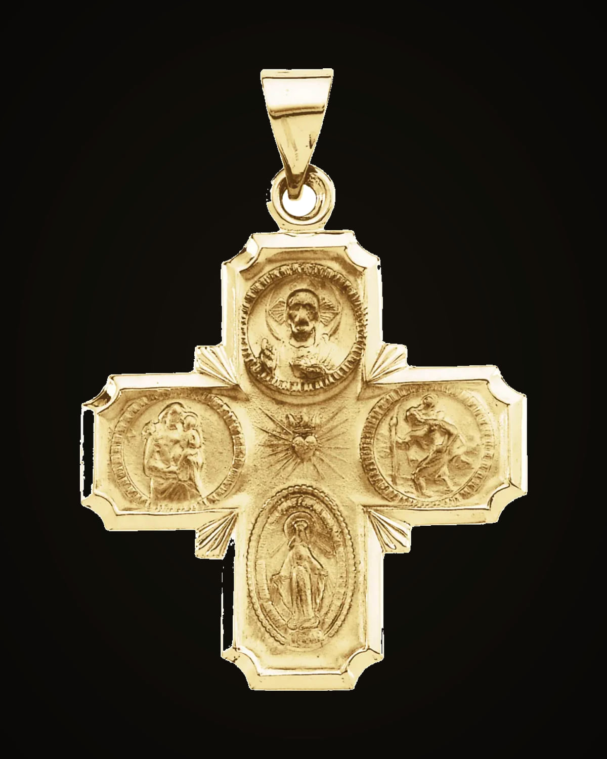 Hollow Four-Way Cross Medal — 14K Yellow Gold