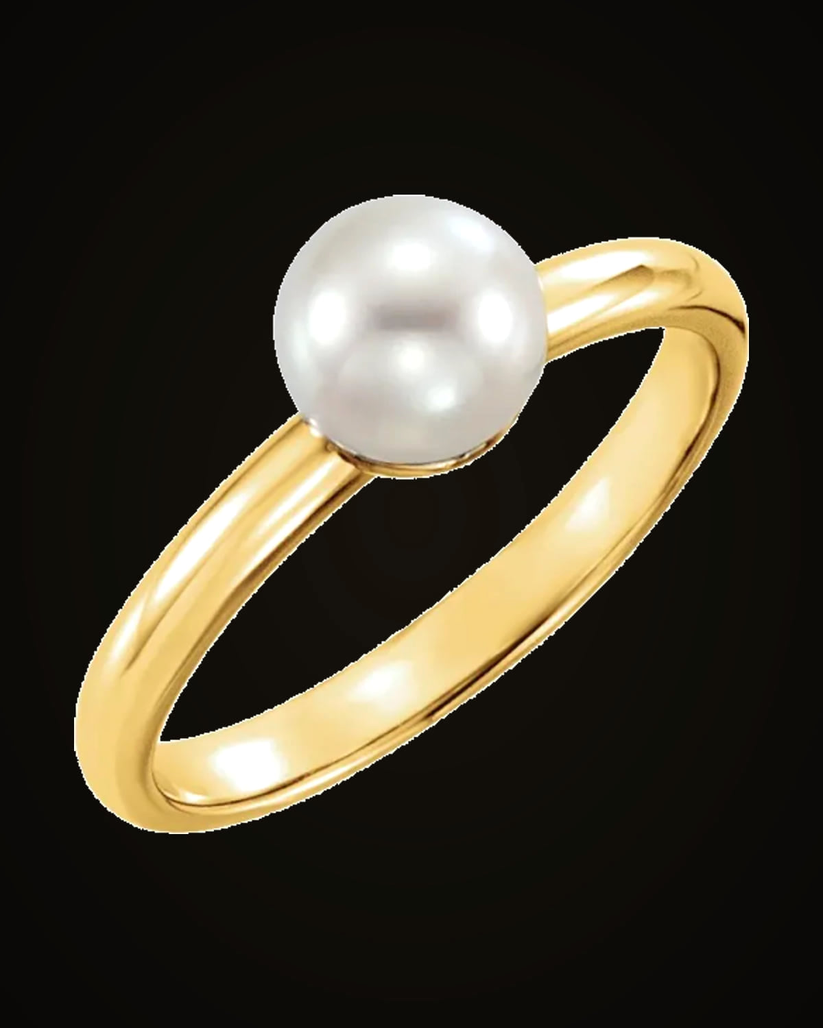 Cultured White Freshwater Pearl Ring — 14K Yellow Gold · 7 mm · Cultured Freshwater Pearl · Size 7