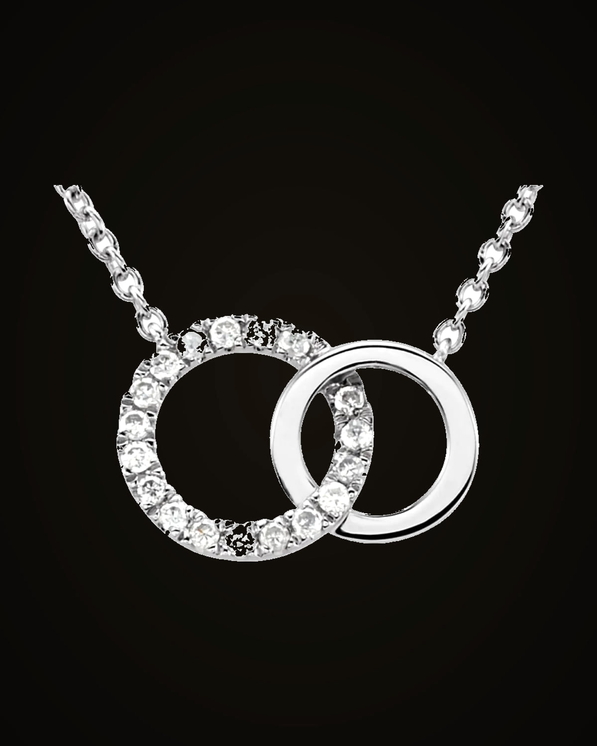 0.06 CTW Natural Diamond Interlocking Circle Necklace — Rhodium-Plated on 14K White Gold · I1 · H-I