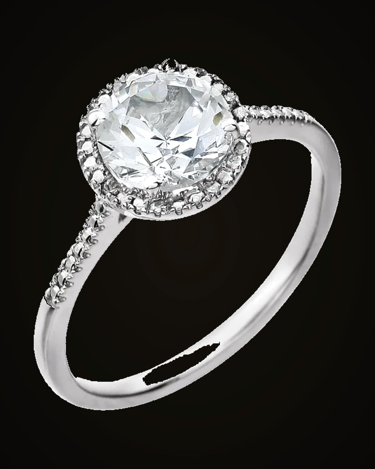 Lab-Grown White Sapphire And 0.01 CTW Natural Diamond Ring — Rhodium-Plated on Sterling Silver · 2.1 mm · I1 · HIJ