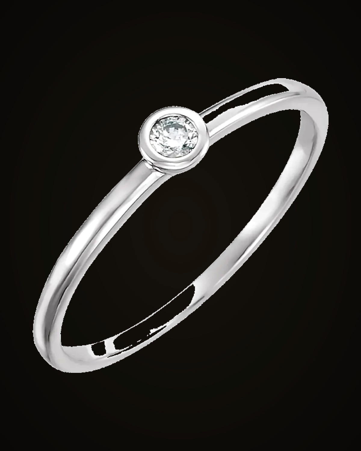 0.06 Ct Natural Diamond Ring — Rhodium-Plated on 14K White Gold · 1.5 mm · I1 · H-I