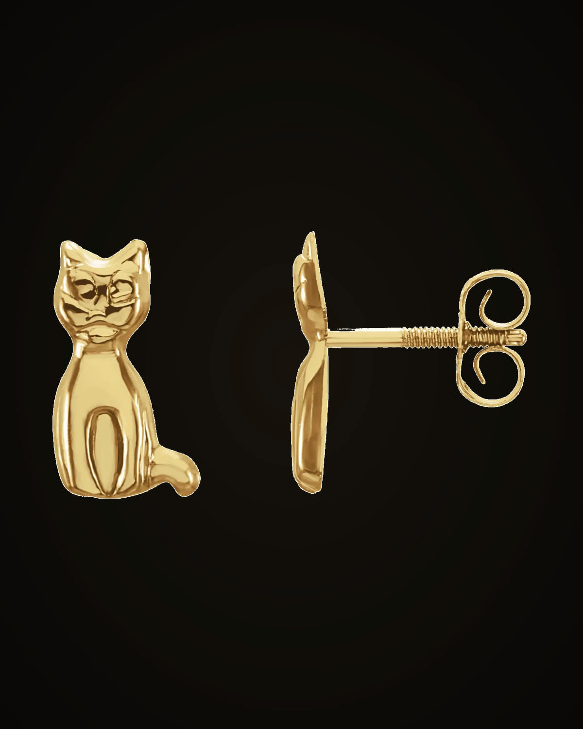 Youth Cat Earrings — 14K Yellow Gold