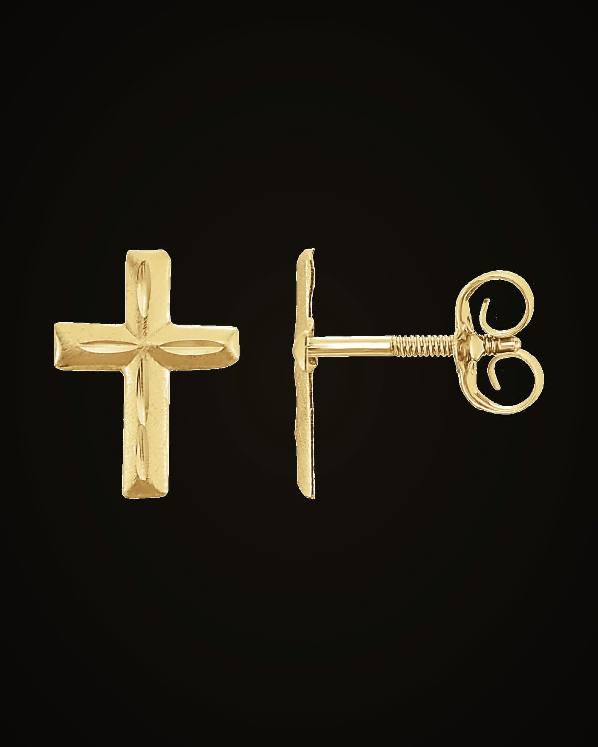 Youth Cross Earrings — 14K Yellow Gold
