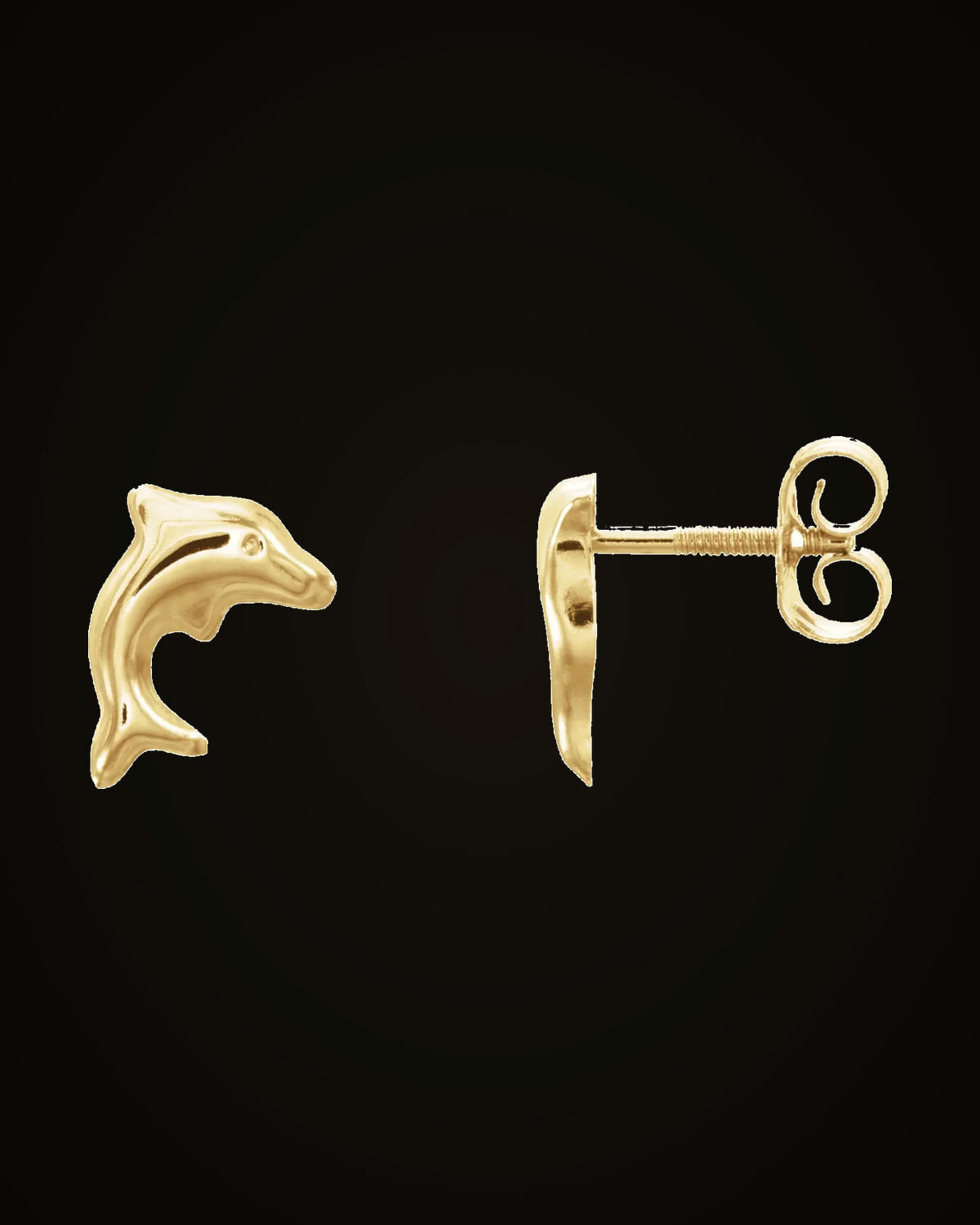 Youth Dolphin Earrings — 14K Yellow Gold