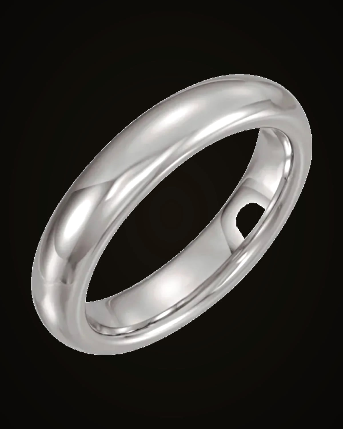 Comfort-Fit Half Round Band — White Tungsten · 4 mm · Size 7.5
