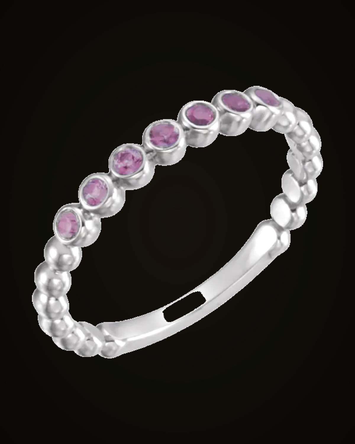 Natural Amethyst Stackable Ring — Rhodium-Plated on 14K White Gold · 1.55 mm · 1.75 mm