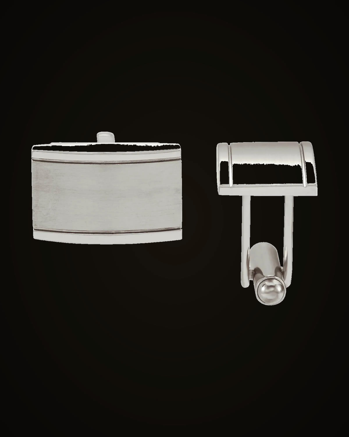 Ridged Rectangle Cuff Links — Stainless Steel