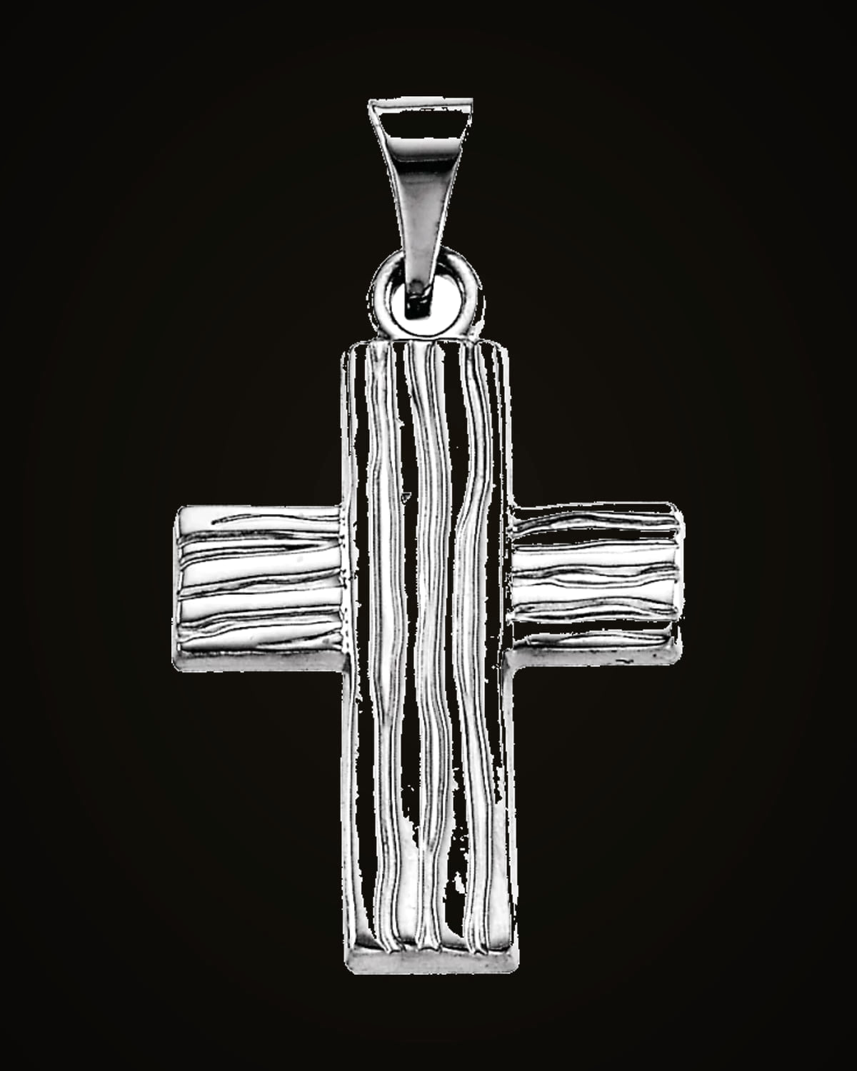 Rugged Cross Pendant With Box — Sterling Silver