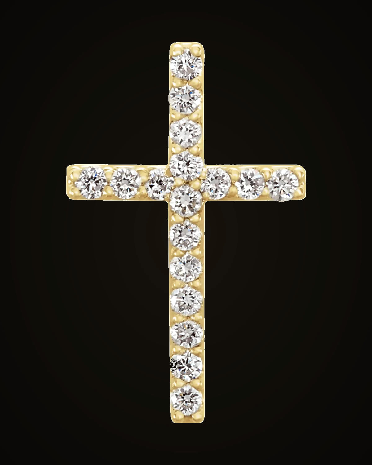 1/6 CTW Lab-Grown Diamond Petite Cross Pendant — 14K Yellow Gold