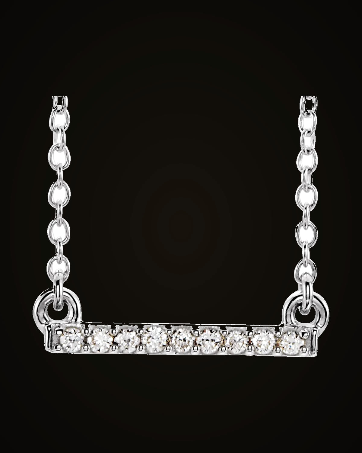 0.07 CTW Petite Natural Diamond Bar Necklace — Rhodium-Plated on 14K White Gold · I1 · H+