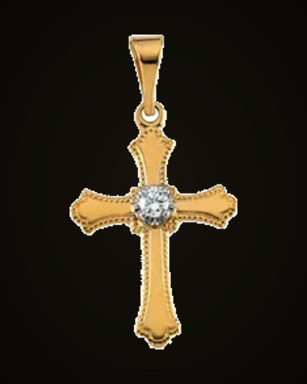 0.03 Ct Natural Diamond Cross Pendant — 14K Yellow Gold