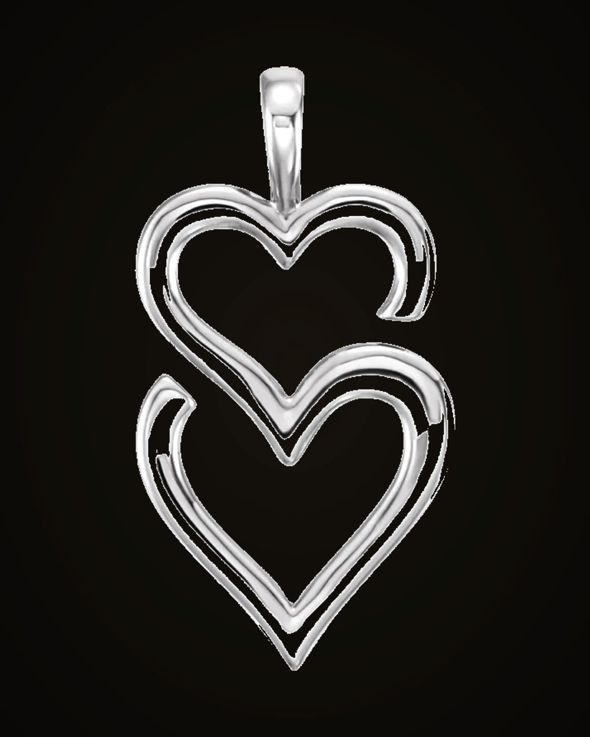 Double Heart Pendant — Sterling Silver