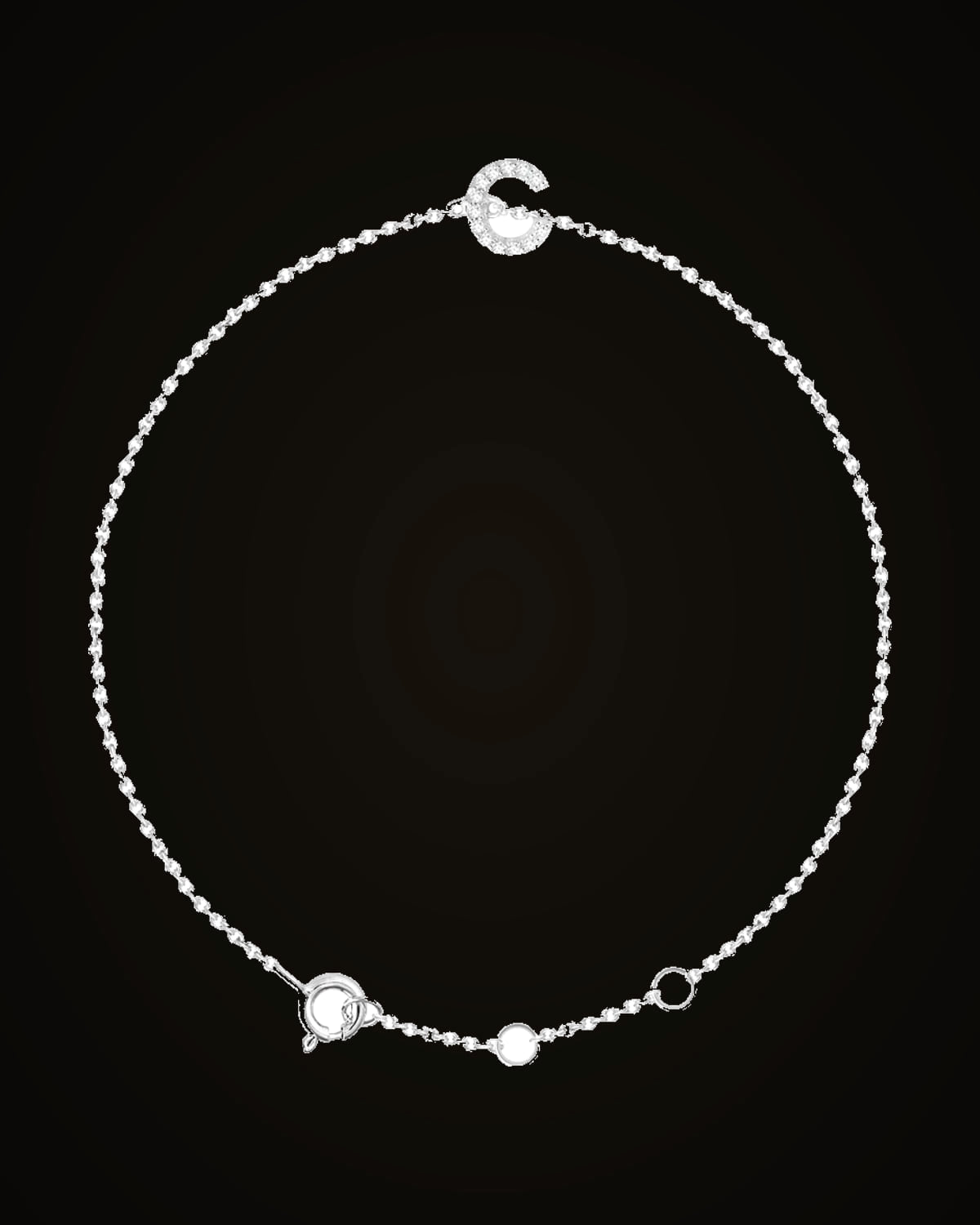 0.04 CTW Natural Diamond Initial Bracelet — Rhodium-Plated on 14K White Gold · I1 · H+