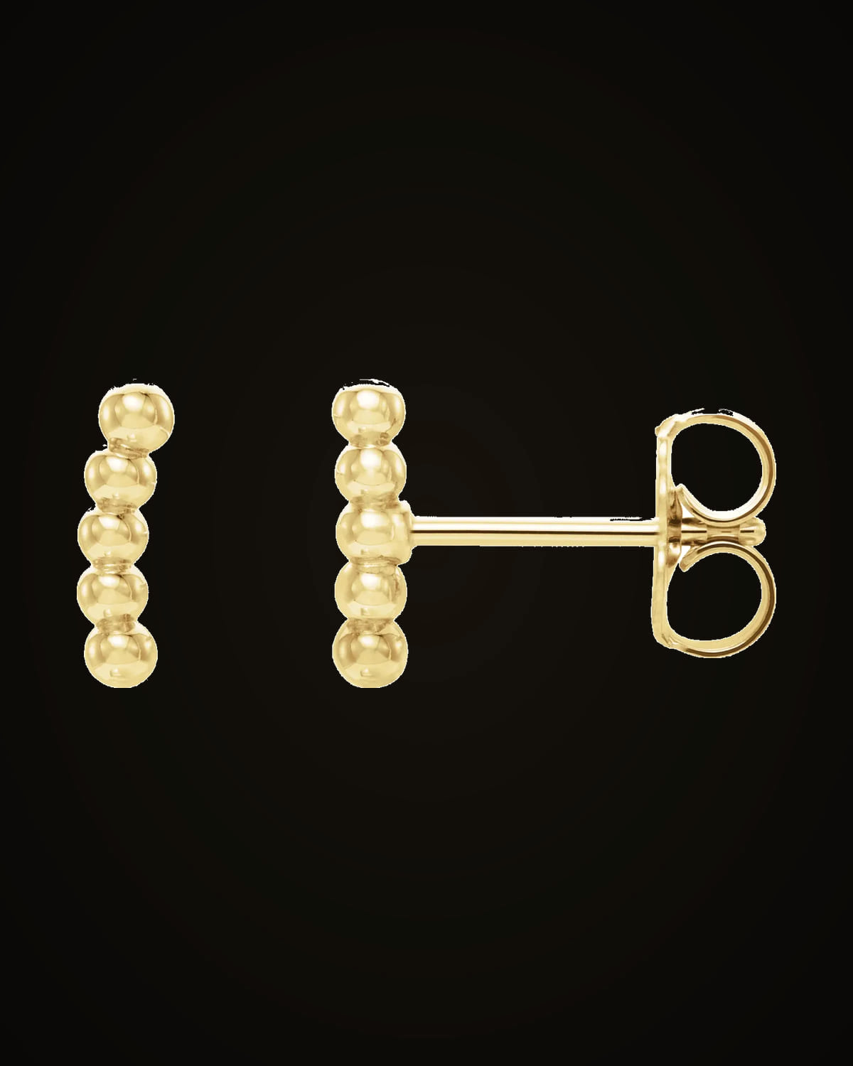 Curved Beaded Earrings — 14K Yellow Gold