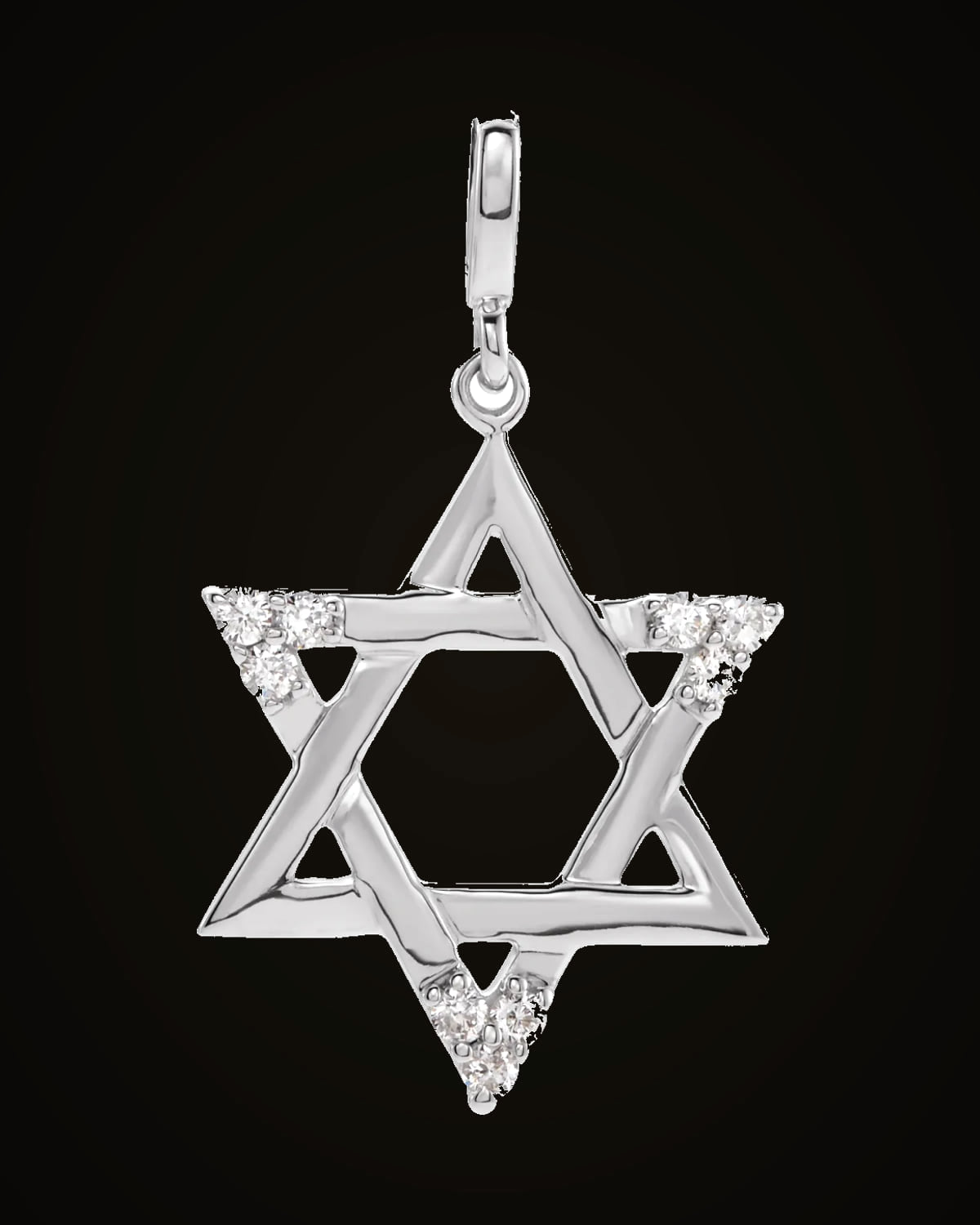 1/10 CTW Natural Diamond Star Of David Pendant — Rhodium-Plated on 14K White Gold