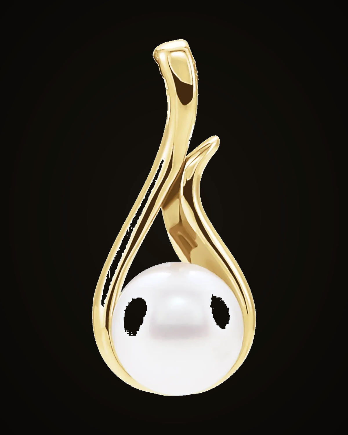 Cultured White Freshwater Pearl Pendant — 14K Yellow Gold