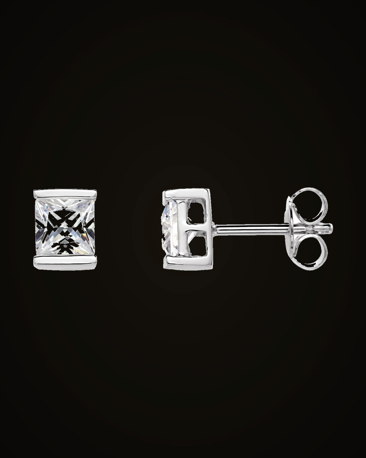 Imitation White Cubic Zirconia Earrings — Sterling Silver · 5 x 5 mm