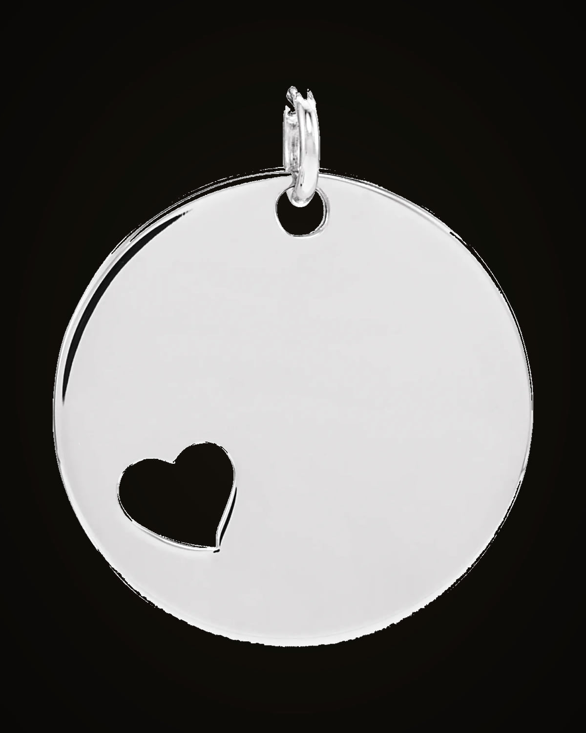 Pierced Heart Engravable Disc Pendant — Sterling Silver