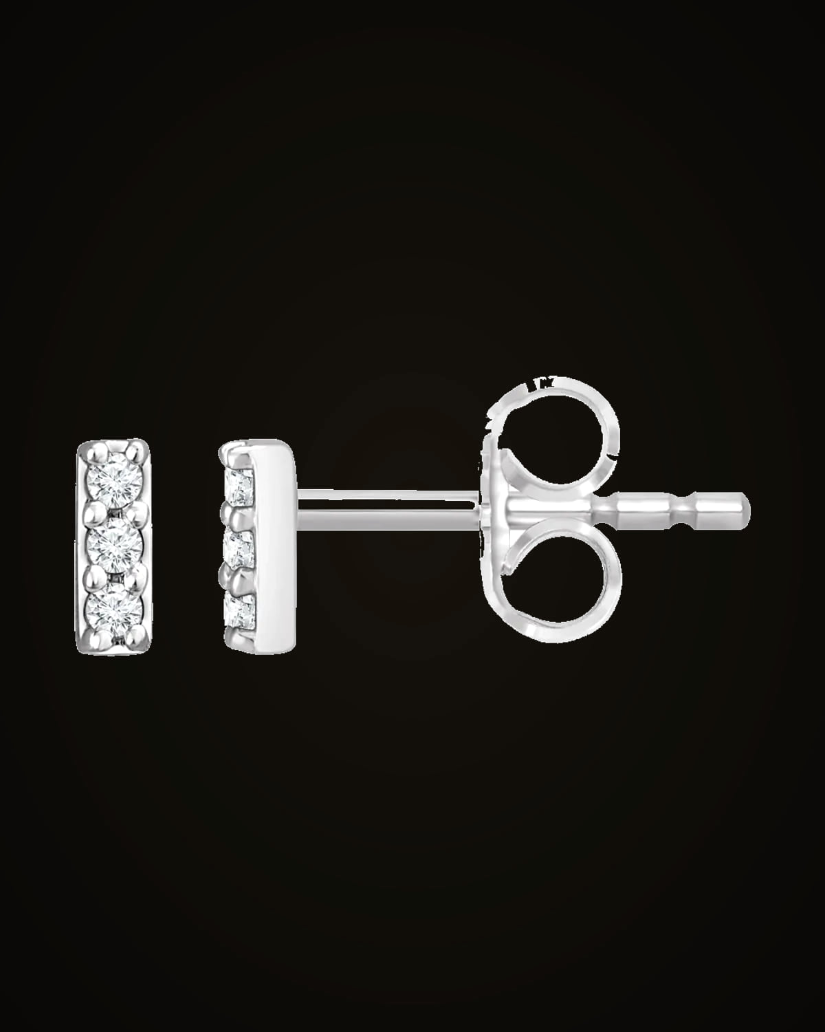 0.05 CTW Lab-Grown Diamond Bar Earrings — Rhodium-Plated on Sterling Silver