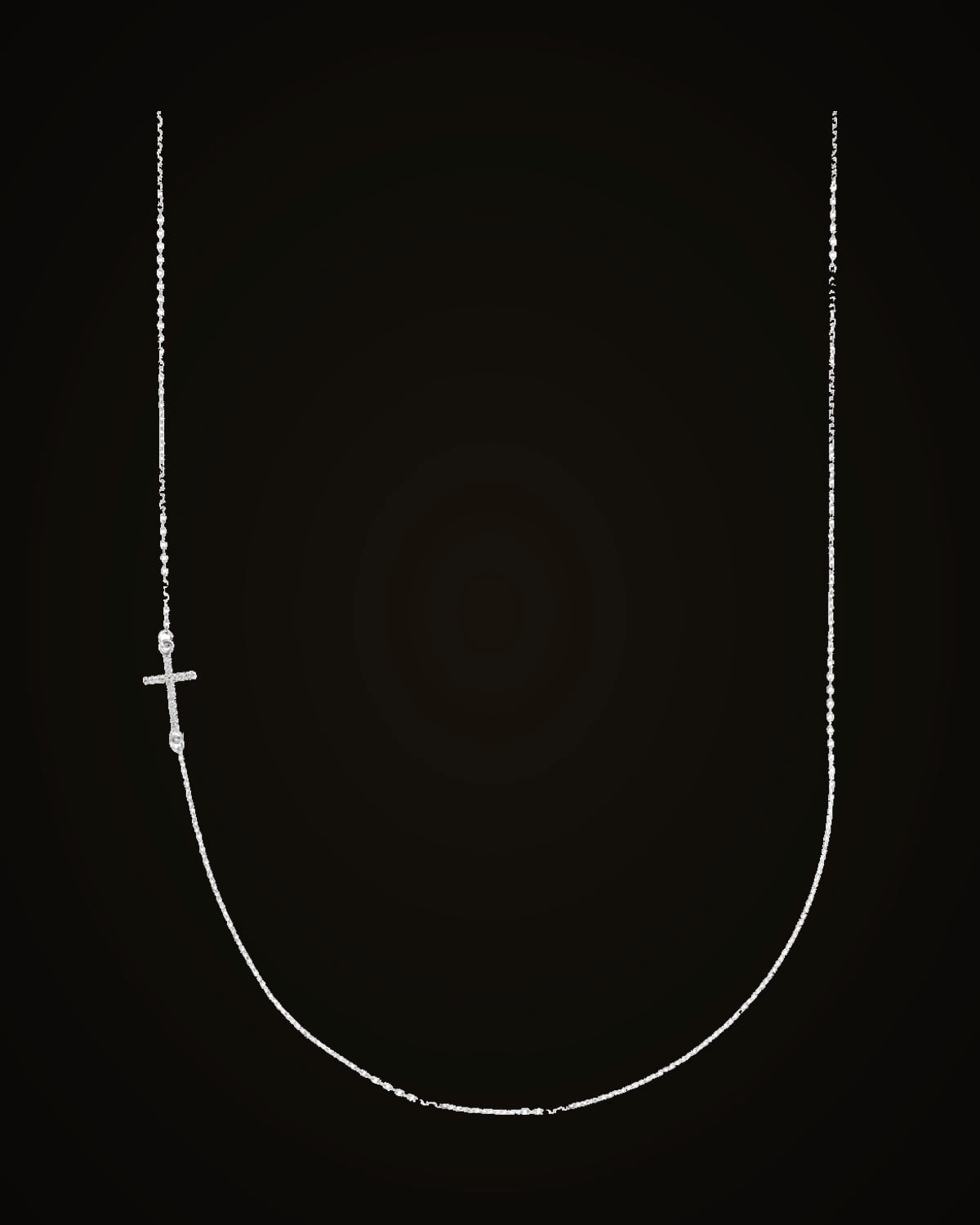 0.04 CTW Natural Diamond Off-Center Sideways Cross Necklace — Rhodium-Plated on 14K White Gold · I1 · G-H
