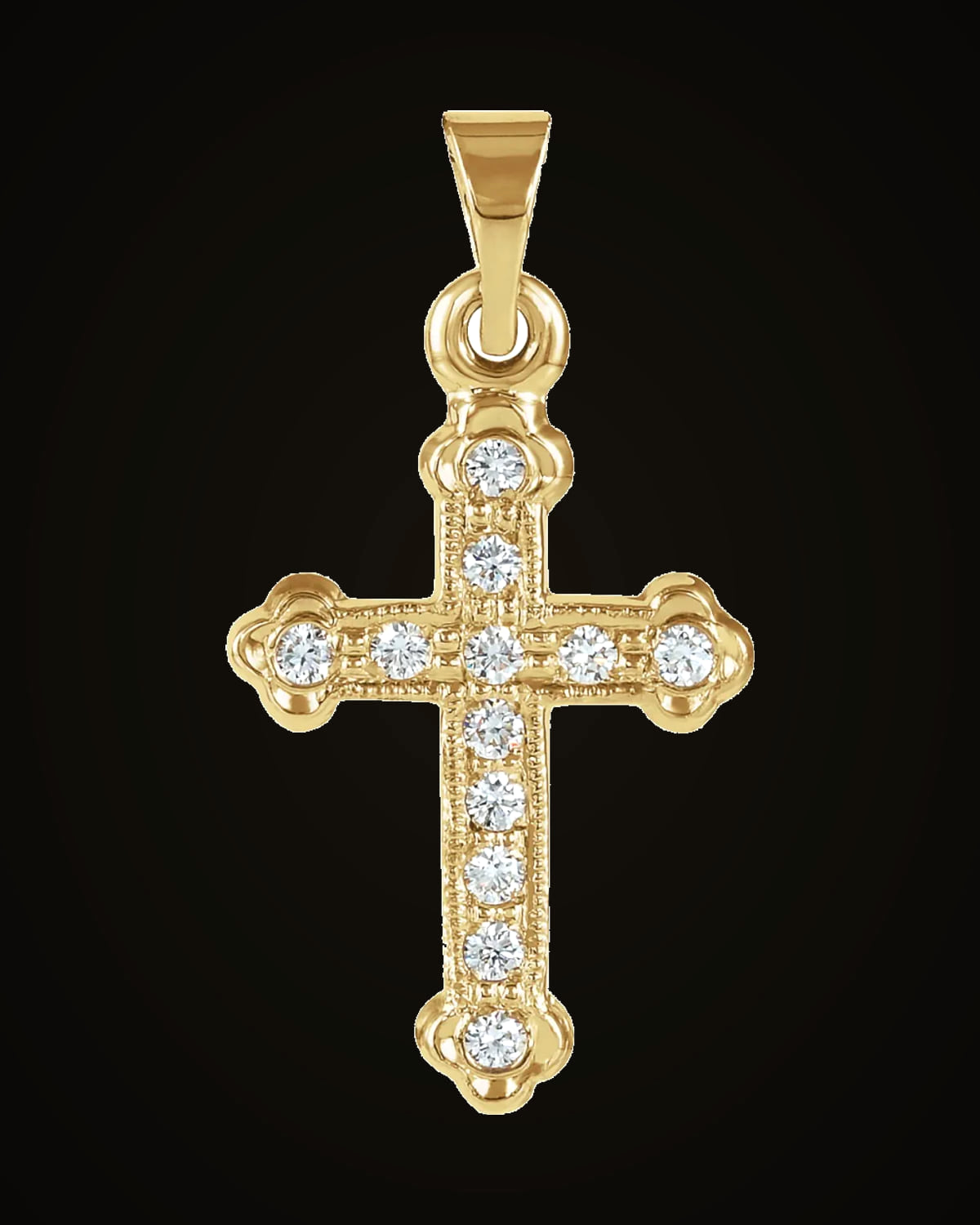 1/10 CTW Natural Diamond Cross Pendant — 14K Yellow Gold