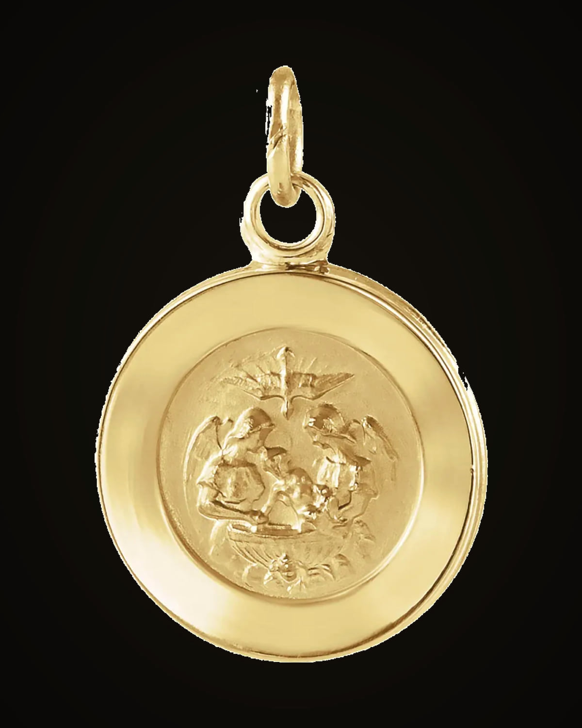 Round Baptismal Medal — 14K Yellow Gold